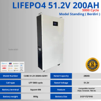 Baterai Lifepo4 Baru 51.2V 200AH Wallmount Compatible Deye Growatt dll Untuk PLTS Solar Panel