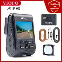 VIOFO A119 V3 2K 60fps Car DVR Super Night Vision Quad HD 2560 * 1600P Dash Cameras Parking Mode G-Sensor Optional GPS Gift 64GB