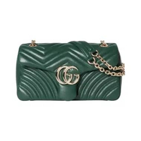 Gucci GG Marmont Medium Back Pocket Shoulder Bag Green Ghw Green