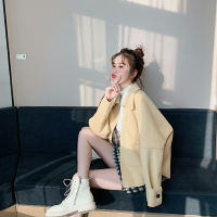 韓版寬松短款毛呢外套女新款小香風秋冬百搭復古西裝穿搭港味