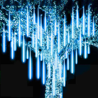led流星雨燈戶外防水彩燈閃燈串 掛樹上的裝飾流水瀑布燈七彩變色