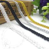 12Meters Width 8mm Gold Silver Polyester Corrugated Braided Lash Crochet Centipede Ribbon Piping Lip Cord Curved Edge Lace Trim