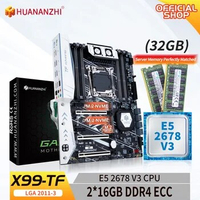 HUANANZHI X99 TF LGA 2011-3 XEON X99 Motherboard with Intel E5 2678 V3 with 2*16G DDR4 ECC memory combo kit set NVME SATA