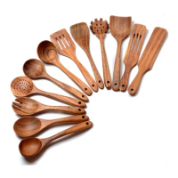 Wooden Spoons For Cooking,12 Pack Wooden Utensils For Cooking Kitchen Utensils Set Wooden Cooking Utensils Spatulas
