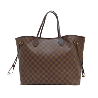 【二手名牌BRAND OFF】LOUIS VUITTON LV 路易威登 棕色 棋盤格塗層帆布 Neverfull GM 托特包 肩背包 N51106