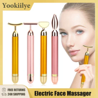 Beauty Bar 24k Golden Electric Face Massager T Shape Facial Massager Tools for Face Arm Eye Nose Head Massager Face Lift Bar