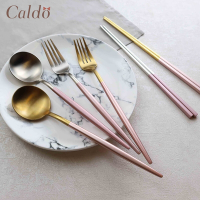 【Caldo卡朵生活】玫瑰光影不鏽鋼環保餐具組(快)