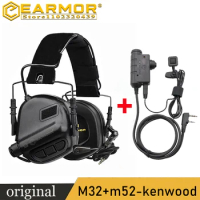EARMOR Tactical Headset M32 and KENWOOD PTT Set Military Communication Headset, Electronic Hearing Protector Noise Headset
