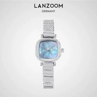 德國藍族 海藍滿天星手錶 女母貝時尚小方表情人禮物送女友