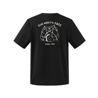 【The North Face 官方旗艦】北面男女款黑色純棉小熊帳篷印花短袖T恤｜8CSTJK3