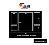 Paket Dekorasi Moulding Single Setengah Dinding Lebar 3 Meter (Langsung Pasang)