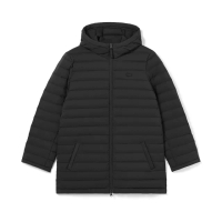【LACOSTE】女裝-素色合身連帽羽絨外套(黑色)