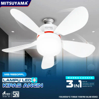 lampu Kipas Angin + Lampu LED + remote Mitsuyama 50W MS-9850FFL fan bulb timer 3 cahaya listrik