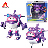 Super Wings 6 ''Supercharged Crystal Deluxe Transforming พร้อม Skis,เสียงและไฟ Deformation Robot Action Figures Plane Toys