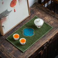手工扎染茶席手繪中式棉麻茶墊布桌旗干泡茶巾茶盤臺茶桌墊子配件