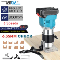 5 Speeds Brushless Electric Hand Trimmer Cordless Inclined Socket Wood Router Woodworking Engraving for Makita 18V Battery