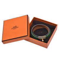 【Hermes 愛馬仕】經典Kelly Double Tour金色轉釦小牛皮雙圈手環(綠/金H066136CD-VERT OR)