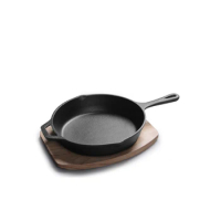 Cast Iron Frying Pan with Wood Tray, 10"