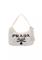 Prada 二奢 Pre-loved Prada Re-Edition 2000 SPUGNA mini bag Handbag fabric off white