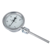 0-500℃ 0-200℃ Bimetal Thermometer 304SS 100mm Dial 8mm Diameter M27x2 PT100 Bimetallic Thermometer