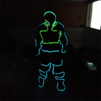 New design hot sale EL wire glowing flashing costumes with helmet for dj stage show performance Christmas Halloween