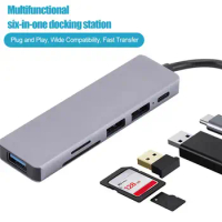 USB C Hub 6 In 1 Type C 3.1 To 4K HDMI-compatible Adapter Multiport Data Transmission Dongle Adapter for Laptop Computer