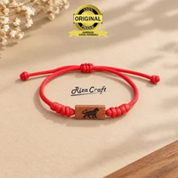 Gelang Aesthetic Ukiran Kayu Shio Custom Nama Logo Inisial Asli Untuk Wanita Dan Pria Tali Serut Mer