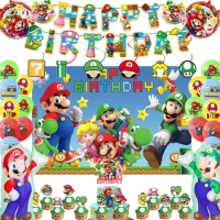 TAKARA Game Super Mario Birthday Party Decoration Mario Balloon Banner Backdrop Super Brother Party Supplies Baby Shower