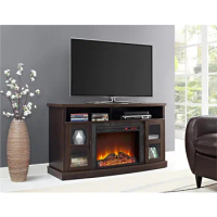 TV cabinet, fireplace console, with glass door, suitable for espresso under 60 inches, TV bracket, TV cabinet