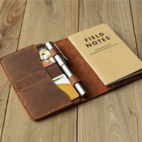 Leather Journal Cover for Moleskine Cahier Notebook Pocket size 3.5" x 5.5" FieldNotes - 303 - Distressed Brown
