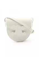 Celine Pre-Loved Celine mini Buzas claire Triomphe Shoulder bag leather white