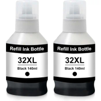 Compatible 32XL Black Ink Replacement for HP 32 XL Ink Bottle for HP Smart Tank Plus 551 555 651 (2-Pack, 140ML)