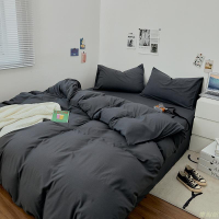 適合裸睡  日式單雙人特大加高35公分床包 床包組 素色水洗棉標準被罩 純棉枕頭套 被套/四件組/素色/純色床笠