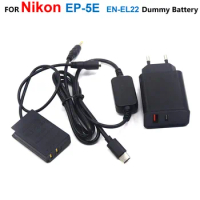 EP-5E EP5E DC Coupler EN-EL22 ENEL22 Dummy Battery+EH-5A USB Type-C Power Cable+PD Charger Adapter For Nikon 1 J4 S2 1J4 1S2