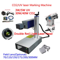 Machine gravure lase UV bureau, machine marquage lase CO2, axe lointain, tête lase à double lumière rouge, 5W, 40W