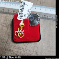 Emas 916,Loket Pdr Charm Crown Double Love 1.42cm Design:6863<X0BSX>P916C(M9)-Size: 0.48cm
