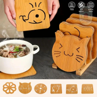 Tatakan Kayu Alas Gelas Panci Anti Panas Lucu Cafe Tatakan Kopi Teh Es Lemon Tea Cappucino Dapur