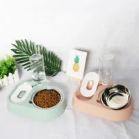 Cat Stainless Steel Bowl for Cat Double Dog Bowl Automatic Water Drinker Food Feeder Dispenser Pet Food Drink