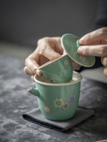 松石綠皮球花旅行茶具陶瓷功夫茶具戶外便攜隨行帶過濾一壺兩杯
