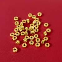 1PCS Real Pure 999 24K Yellow Gold Bead Lucky 3mm Glossy Flat Small Pendant 0.04-0.07g