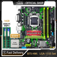 B75 Gaming Motherboard LGA 1155 Kit With I5 3570 CPU 2X8G=16GB DDR3 RAM USB3.0 Placa Mae 1155 PC Gamer Assembly Kit B75-HM
