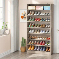 Tall Shoe Cabinet,9 Tiers40-45Pairs Heavy Duty Wood Freestanding Shoe Storage Cabinet,70.8'' Tall Shoe Cabinet with Open Storage
