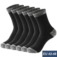 3 Pair Winter Men Socks Cotton Black Leisure Business Long Socks Walking Running Hiking Thermal Socks For Male Plus Size 42-48