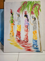 lukisan pop art media kain kanvas ukuran 60cm x 80cm sudah tinggal paj