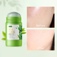 LAIKOU Cleansing Green Stick Green Tea Mask Stick Mask Purifying Clay Stick Mask Solid Mask Oil Control Anti-acne Whitening 40g
