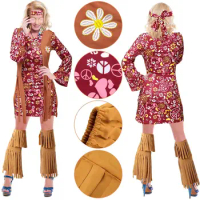 70s Costume For Hippie Costume Women Headband Dress Accessories Halloween Indian Hippie Performance