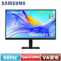 SAMSUNG三星 32型 ViewFinity S8 平面顯示器 S32D806UAC 黑色