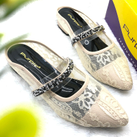 sandal brukat flat Purple Hak Datar 2 cm Sendal Shoes Wanita Selop