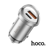 【HOCO】NZ10 拉環PD45W+QC3.0車用充電器(銀色)