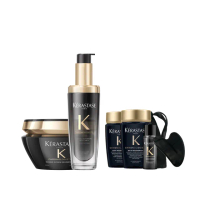 【KERASTASE 巴黎卡詩】黑鑽極萃逆時寵奢組(髮油+髮膜/新升級/護髮油)